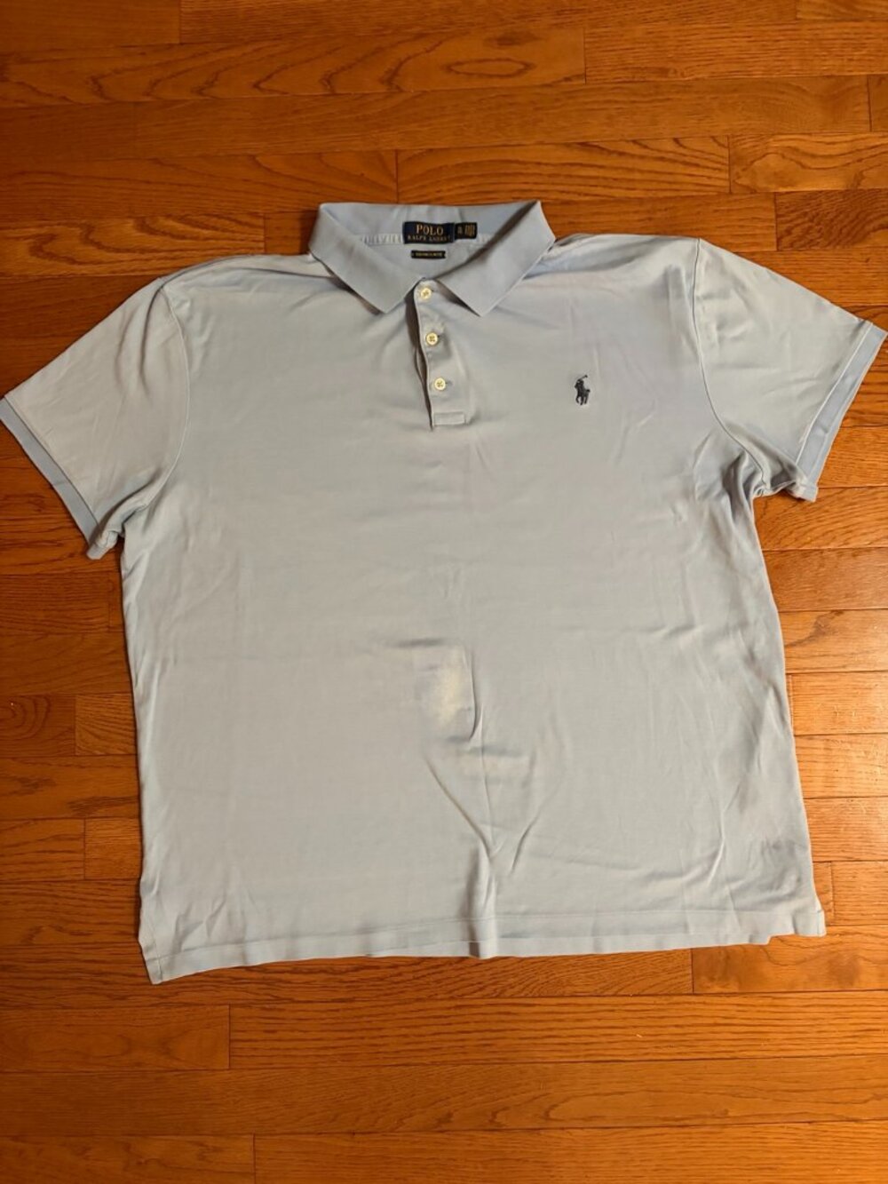Polo Ralph Lauren Mens XL Light Blue Polo Shirt Custom Slim Fit Short Sleeve